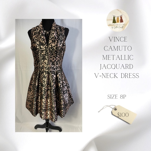 vince camuto metallic jacquard dress Vince Camuto Metallic Floral Jacquard Fit & Flare Dress In Blue